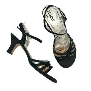 Mudd Vtg Y2K Black Satin Strappy Kitten Heels